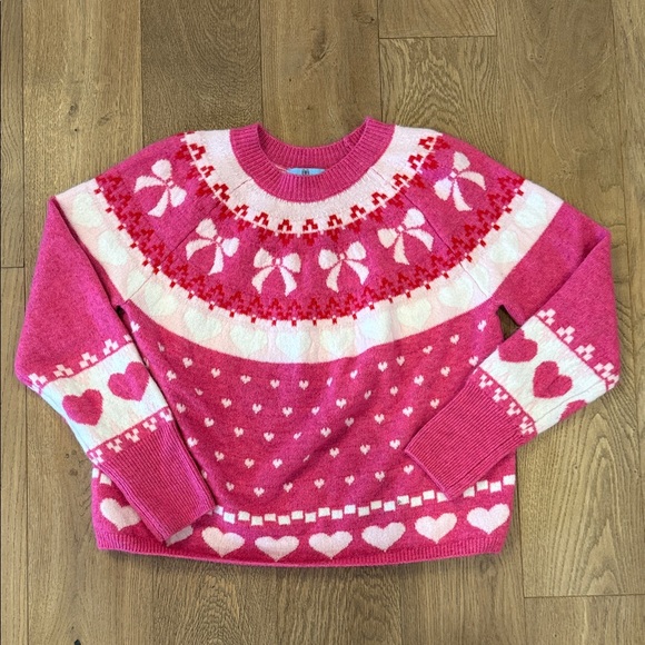 CeCe Sweaters - CeCe Heart Bow Fair Isle Sweater - M